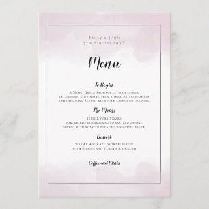 Blush Roze Waterverven Zwart Script Bruiloft Menu