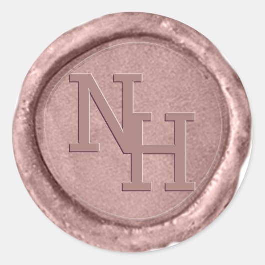 Blush Roze Wax Seal Monogram Initialen Sticker (Voorkant)