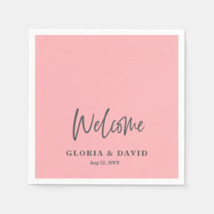 Blush roze welkom bruiloft servet