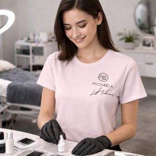 Blush Roze Werknemersnaam Zakelijk Logo Wimpers T-shirt