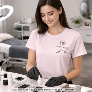 Blush Roze Werknemersnaam Zakelijk Logo Wimpers T-shirt