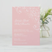 Blush Roze  wervelingen bruiloft uitnodiging (Staand voorkant)