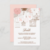 Blush roze whimsical Birdcages Details Kaart (Voorkant / Achterkant)
