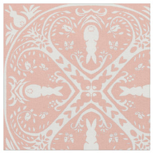Blush roze & White Bunny Rabbit Medallion Pattern Stof