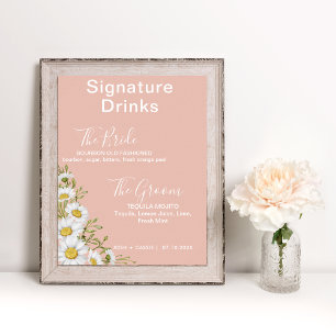 Blush Roze & White Daisies Signature Drinken Poster