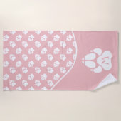 Blush Roze & White Dog Paws & Custom Monogram Strandlaken (Voorkant)