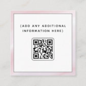 Blush roze & White QR Code Social Media Modern Vierkante Visitekaartje (Achterkant)