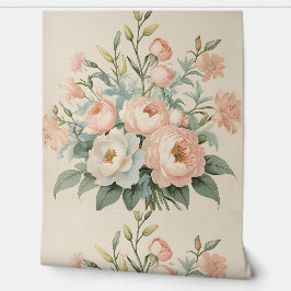Blush roze & White Roses Bloemen Verwijderbaar Behang