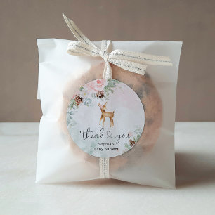 Blush roze winter baby herten dank u ronde sticker