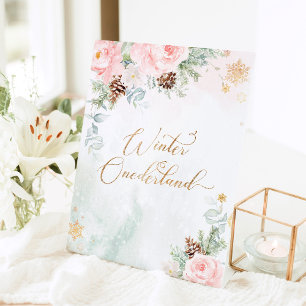 Blush roze Winter Nederland verjaardag Reclamebord Met Voetstuk
