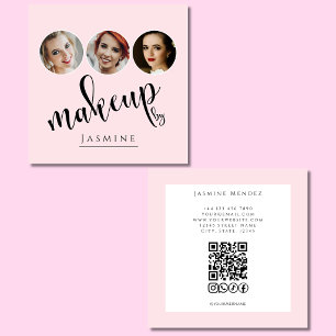 Blush Roze Wit 3 Foto MUA QR Code Socials Vierkante Visitekaartje