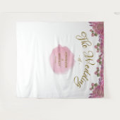 Blush Roze Wit Goud Elegante Bruiloft Achtergrond Wandkleed (Voorkant (horizontaal))