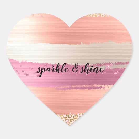 Blush Roze Wit Goud Girly Glam Luipaard Print Hart Sticker (Voorkant)