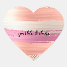 Blush Roze Wit Goud Girly Glam Luipaard Print Hart Sticker