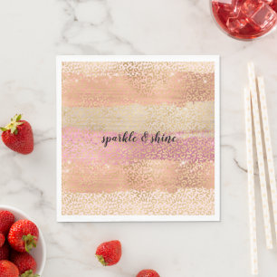 Blush Roze Wit Goud Girly Glam Luipaard Print Servet