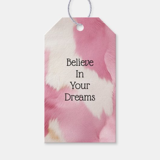 Blush Roze Wit Goud Koeienhuid Animal Cadeaulabel (Voorkant)