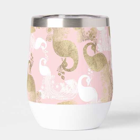 Blush roze wit goud koninklijke pauw vogel (Achterkant)