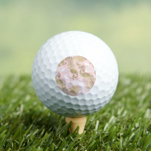 Blush roze wit goud koninklijke pauw vogel golfballen (Insitu Shirt)