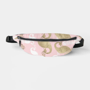 Blush roze wit goud koninklijke pauw vogel heuptasje