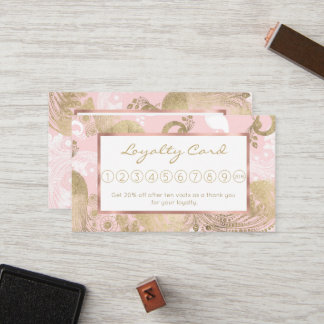 Blush roze wit goud koninklijke pauw vogel klantenkaartje