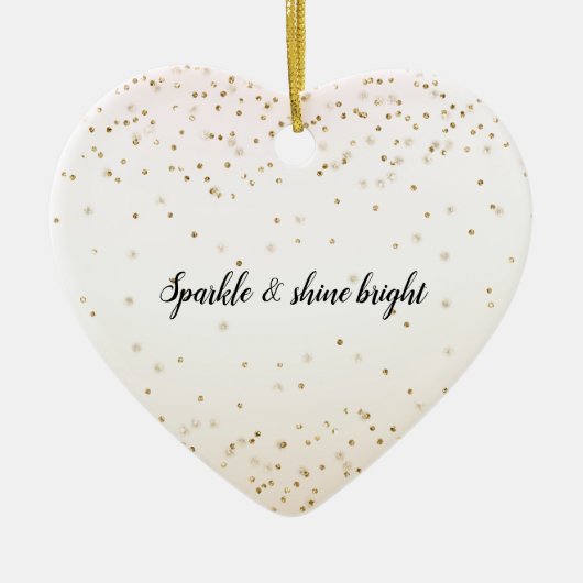 Blush Roze Wit Peach Ombre Goud Confetti Keramisch Ornament (Voorkant)