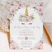 Blush Roze Witte Bloemen Schattigee Eenhoorn 1e Ve Kaart