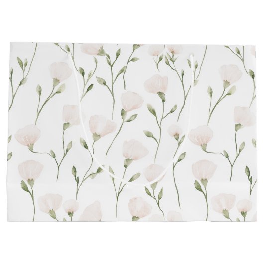 Blush Roze Witte Bloemen Verjaardag Groot Cadeauzakje (Achterkant)