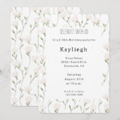 Blush Roze Witte Bloemen Verjaardag Kaart (Voorkant / Achterkant)