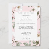 Blush Roze Witte Bloemen Wedding Kaart (Voorkant)