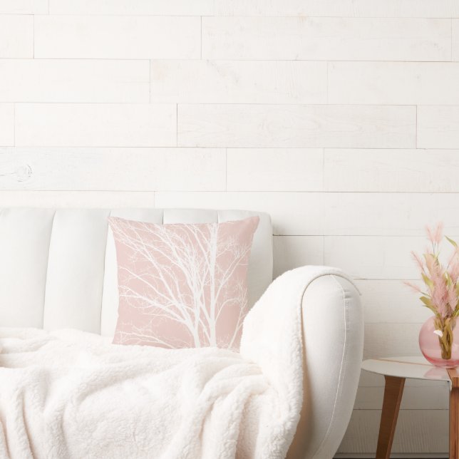 Blush roze witte boom takken kussen (Bank)