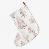Blush roze witte bordeauxrode streep kerstbomen grote kerstsok (Achterkant (Hangend))