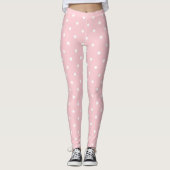 Blush roze witte cirkels Stip Stijlvolle Sjabloon  Leggings (Voorkant)