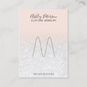 Blush roze witte glitter sieraden ring display visitekaartje (Voorkant)