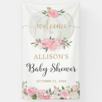 Blush roze witte goudpompoen baby shower achtergro