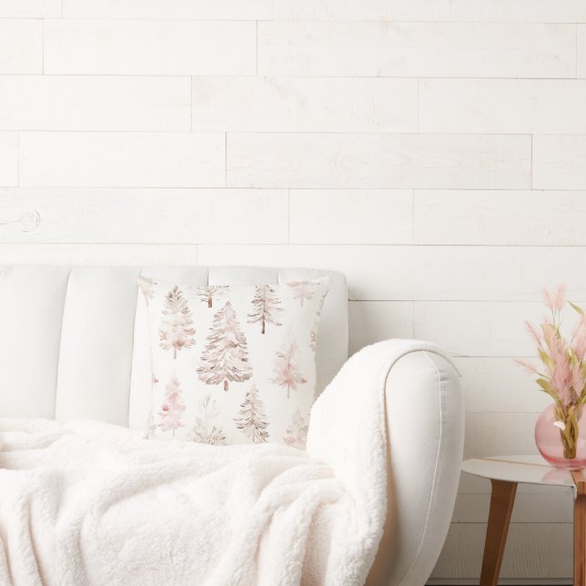 Blush roze witte kerstbomen kussen (Bank)