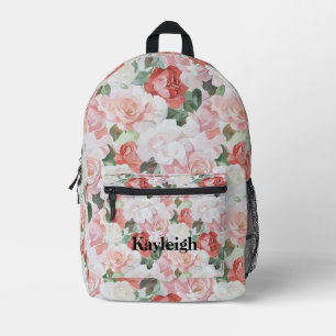 Blush roze witte rode rozen Bloemen Bedrukte Rugzak