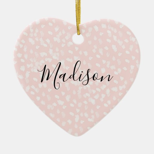 Blush roze witte vlekken keramisch ornament (Voorkant)