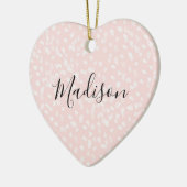 Blush roze witte vlekken keramisch ornament (Links)