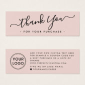 Blush roze zakelijke logo bedankt dat je kaart heb (Voorkant /achterkant)