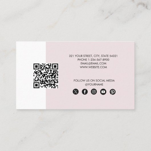 Blush Roze zakelijke Logo QR-code Loyalty Visitekaartje (Achterkant)