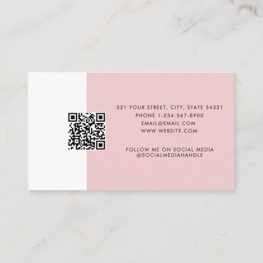 Blush Roze zakelijke Logo QR-code Loyalty Visitekaartje (Achterkant)