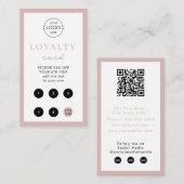 Blush Roze zakelijke Logo QR-code Loyalty Visitekaartje (Voorkant / Achterkant)