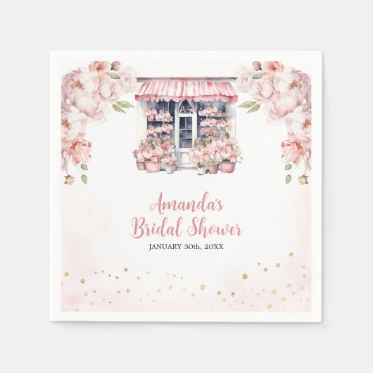 Blush Roze Ze Is Van De Markt Bruidsdouche Servet (Voorkant)