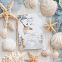 Blush Roze Zeemeermin Tail Baby shower Boek voor B