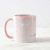 Blush roze zilveren sparkles naam script mok (Links)