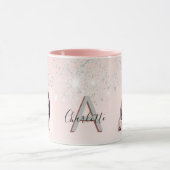 Blush roze zilverglitter fotomonogram mok (Midden)