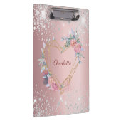 Blush roze zilverglitter monogram klembord (Rechts)