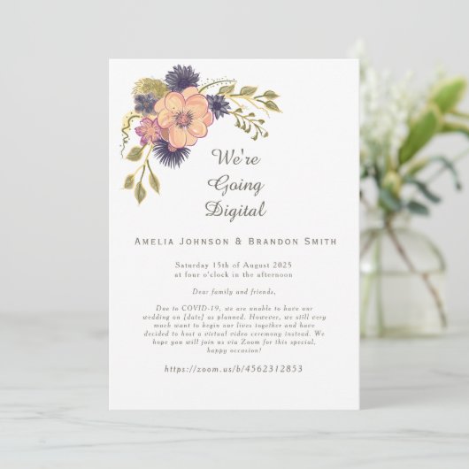 Blush Roze zoom Weddenschap Kaart (Staand voorkant)