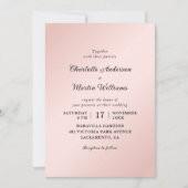 Blush Roze Zwart Elegant Minimalistische Bruiloft Kaart (Voorkant)