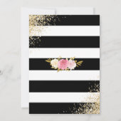 Blush Roze Zwart Goud Confetti Bloemen Huwelijk Kaart (Achterkant)